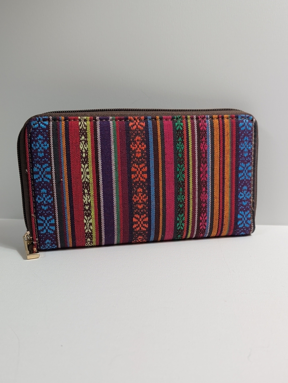NWOT Boho Tribal Woven Stripe Zip-Around Continental Wallet